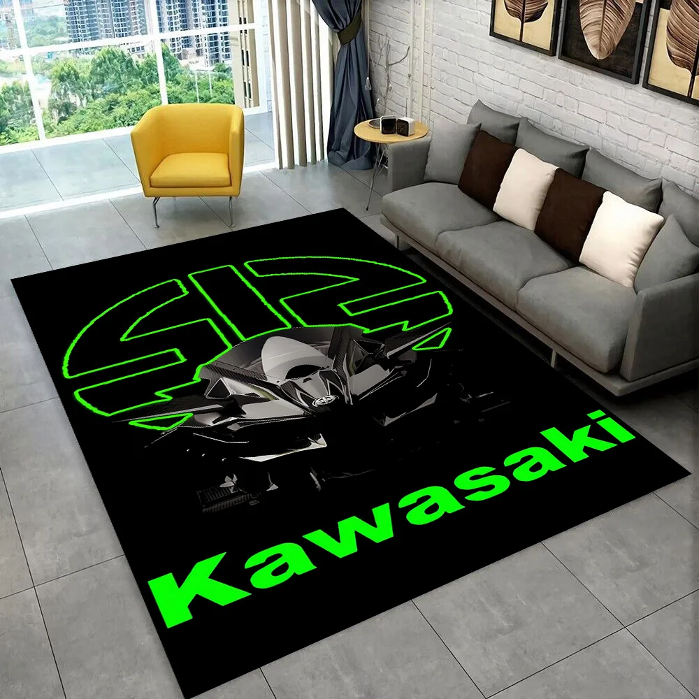 2025 New Kawasaki Motorcycle Racing Car Rug Carpet for Living Room Bedroom Home Decor,Floor Mat Non-slip for Sofa Doormat Gift