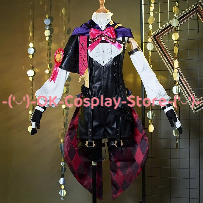 Lyney Cosplay Costume Genshin Impact Wig Hat Gloves Cloak Magician Uniform Lynette Fontaine Halloween Party Girls Women