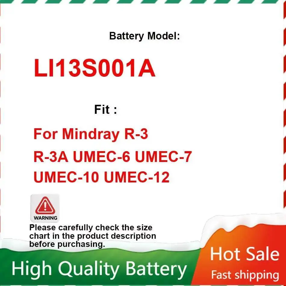 

Electrocardiograph Battery 2500mAh For Mindray R3 R3A UMEC6 UMEC7 UMEC12 R-3 R-3A UMEC-6 UMEC-7 UMEC-10 ECG Machine LI13S001A