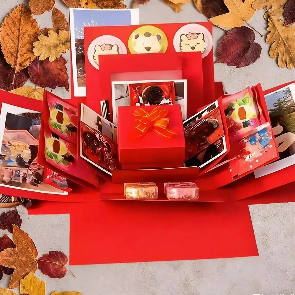 Multi-Layer Surprise Explosion Box Handmade Craft Unique Candy Snacks Present Box Folding Memory Photo Box Valentine's Day