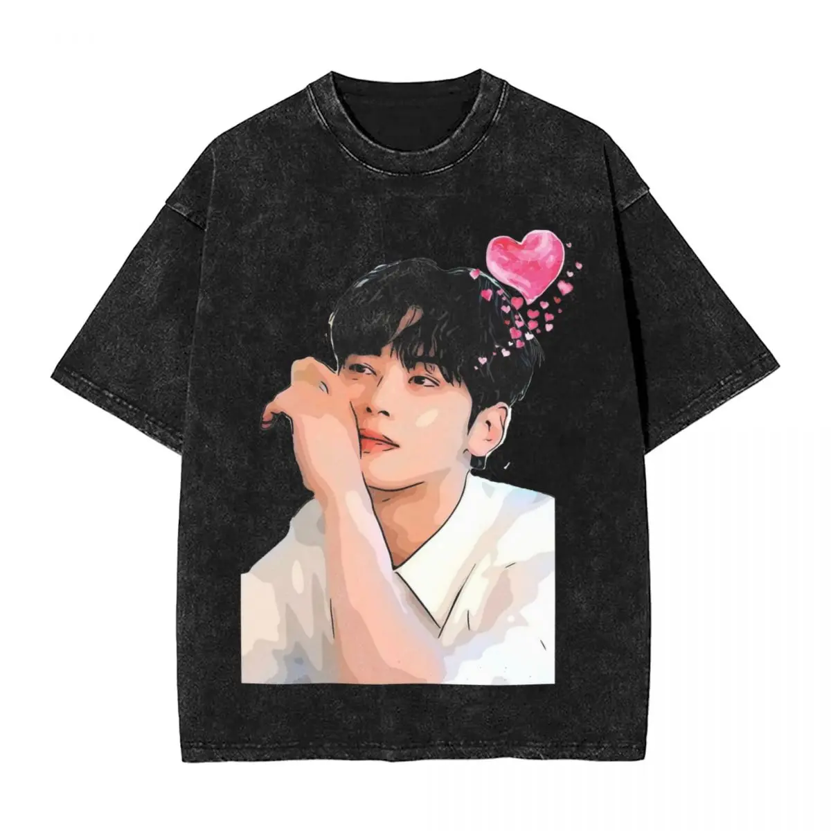 Oversized Washed T-Shirt Cha Eun Woo Is Dreaming About You! Simple T Shirts Cute Fashion Tshirt for Male Summer Fun Casual Tees