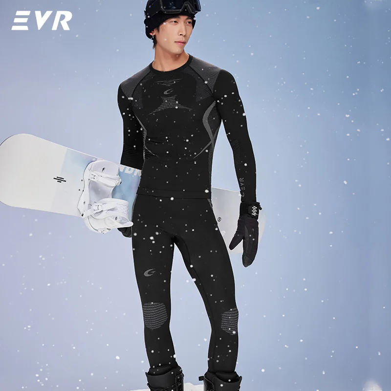 EVR Men's Winter Thermal Base Layer Set Quick Dry Sweat-Wicking Cycling Compression Suit for Running Skiing Outdoor Sports