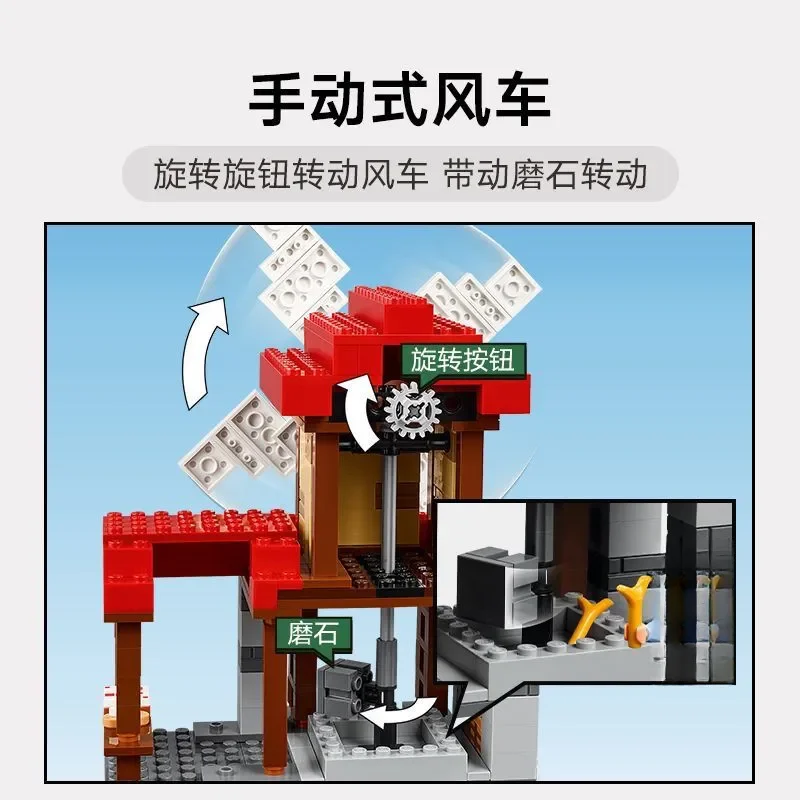 Conjuntos de tijolos compatíveis meu mini mundo série de jogos blocos de construção a fazenda moinho de vento brinquedos infantis montagem presentes 21262