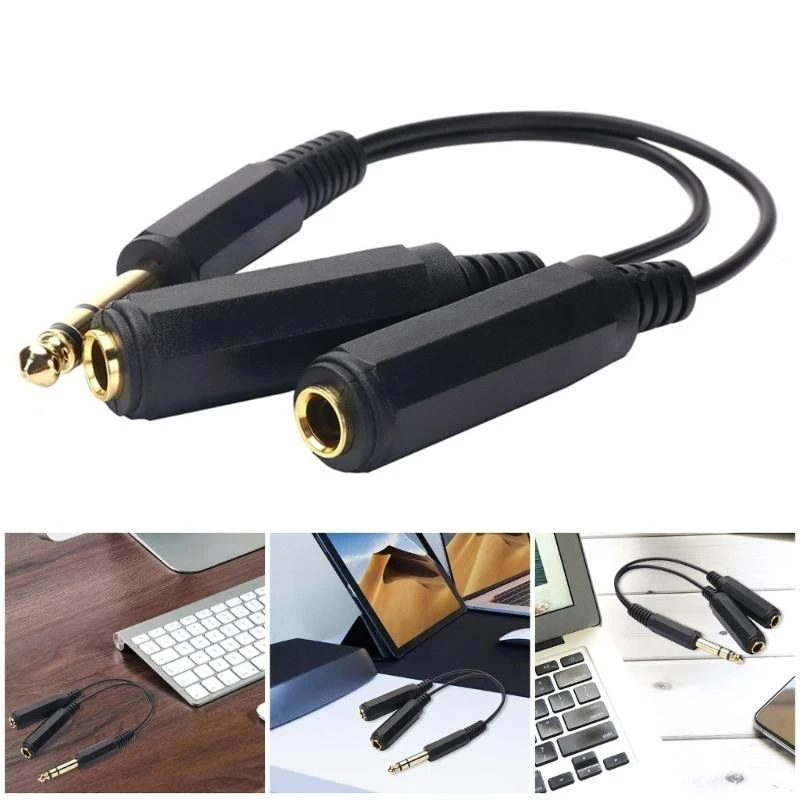 

Stereo 6.35mm Male to Two 6.35mm Female Y Splitter Adapter Cable for High Fidelitys Sound Transmission K1KF
