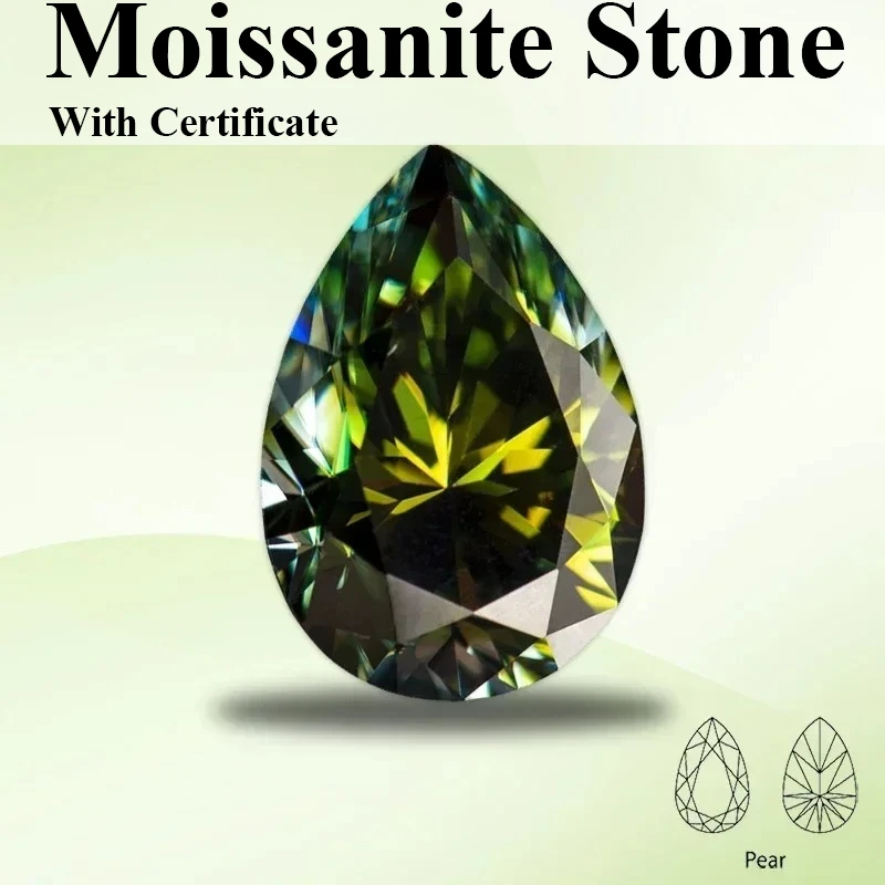 

Оптовая продажа, муассанит, основной цвет, желтый, зеленый, грушевидная огранка, драгоценный камень, созданный в лаборатории, тепловой бриллиант для женщин, ювелирные изделия с GRA Cert