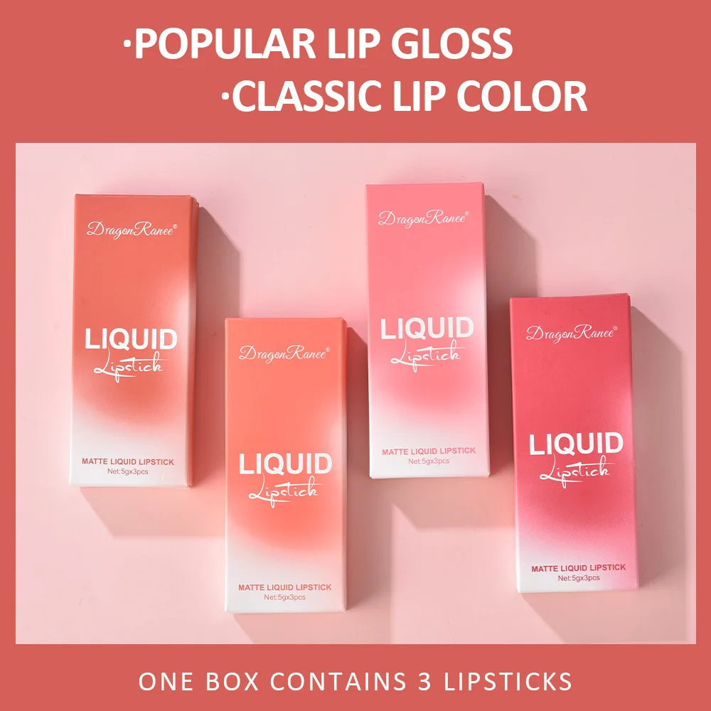 3pcs/set Velvet Matte Liquid Lipstick Waterproof Non-stick Cup Lip Gloss Lip Glaze Sexy Lips Makeup Sets Long Lasting Cosmetics