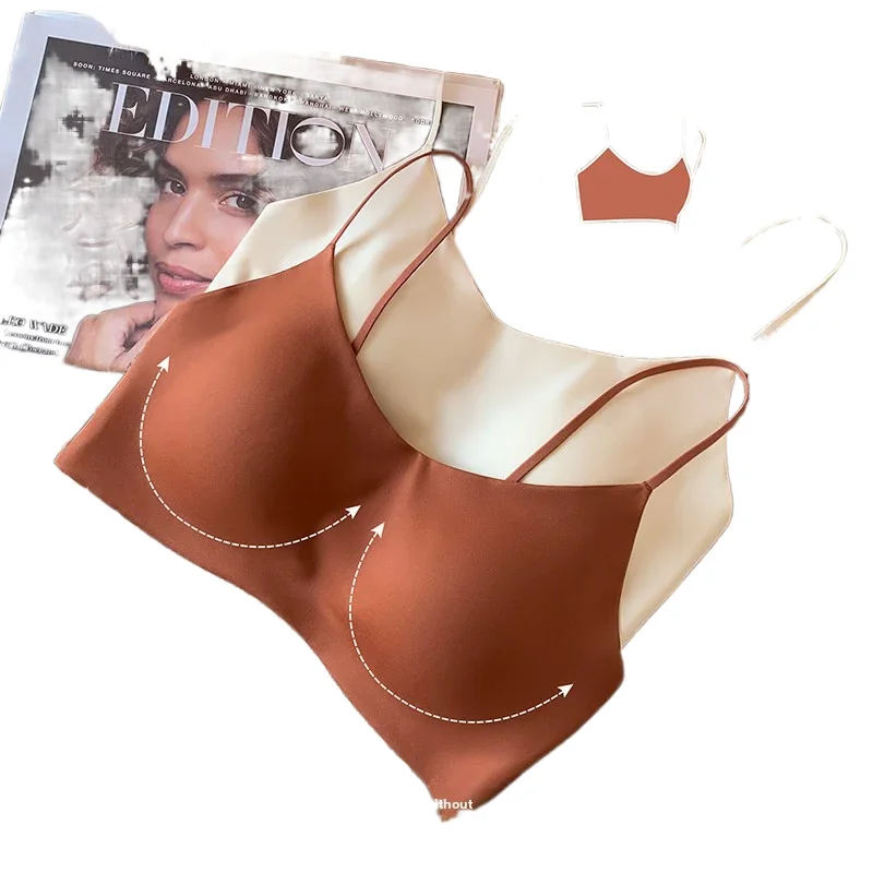 New KUCLUT Bra for Women, Small Chest Push-Up, Thin Lift, Wireless, Invisible Back, Leopard Print, Comfortable Bra