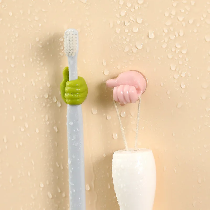 Creative Thumb Toothbrush Holder Hole-Free Wall Hook Sundries Storage Key Holder Hook For Bathroom And Kitchen Accessories