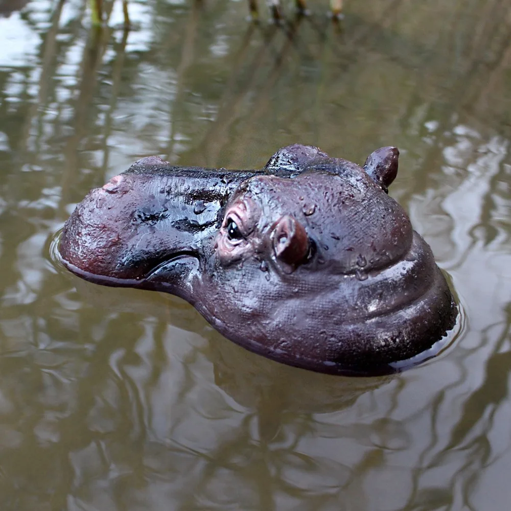 مضحك العائمة فرس النهر الحلي الراتنج الحرفية اليدوية بركة العائمة فرس النهر رئيس نابض بالحياة تماثيل صغيرة على شكل حيوانات الديكور #2