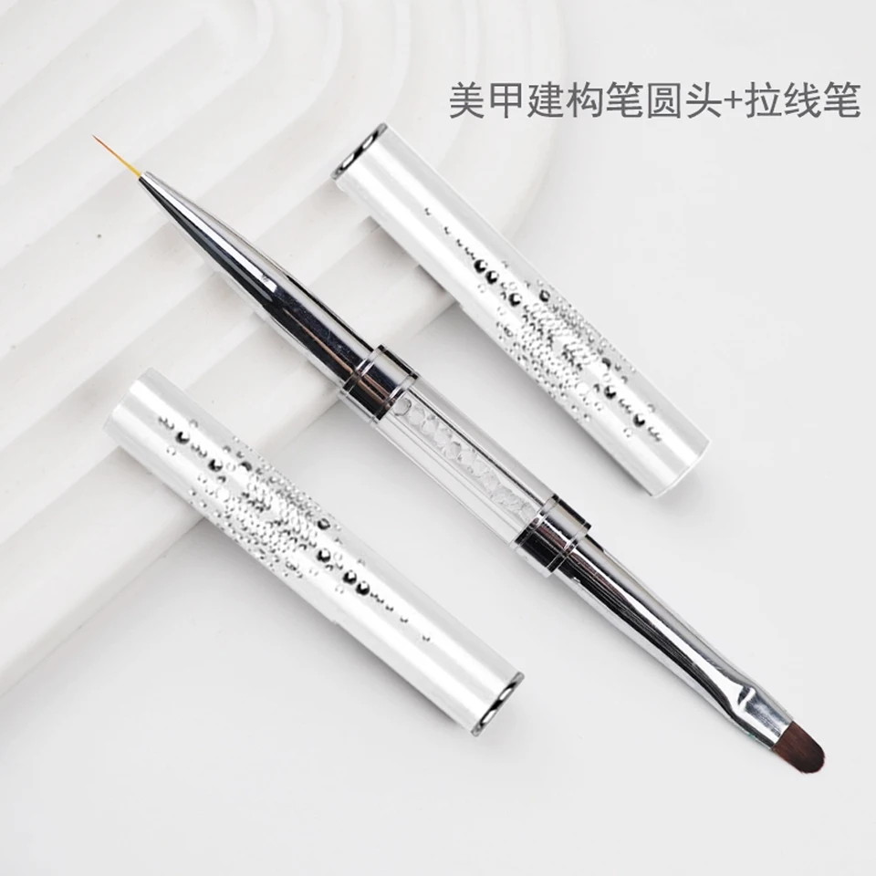 1 pieza de pincel profesional de doble punta para diseño de uñas, pincel para gel, delineador de punta francesa, bolígrafo de extensión, herramientas de arte para uñas con gel UV 3
