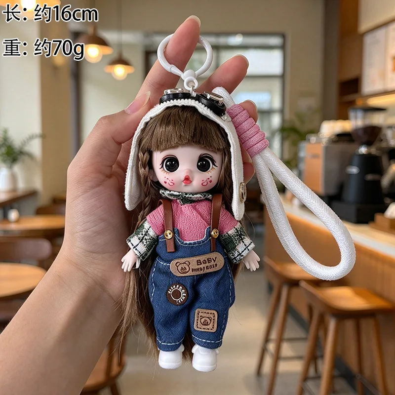 1/8 Cute Girl Princess OB11 Doll Joints Movable Kawaii Expression 16cm Keychain Pendant Realistic Eyes Backpack Decor Best Gift
