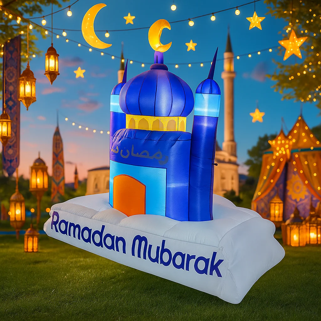 Juguete inflable de 2,1 M/6,8 pies, Festival musulmán de Ramadán, decoración DIY, vacaciones, estilo Eid, Iglesia con adorno de luz LED, decoración de patio