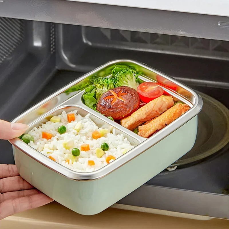 304 Stainless Steel Divided Bento Lunch Box with Detachable Lid Student Large Capacity Sealed Lunch Container A 230ML-AD23 view 5