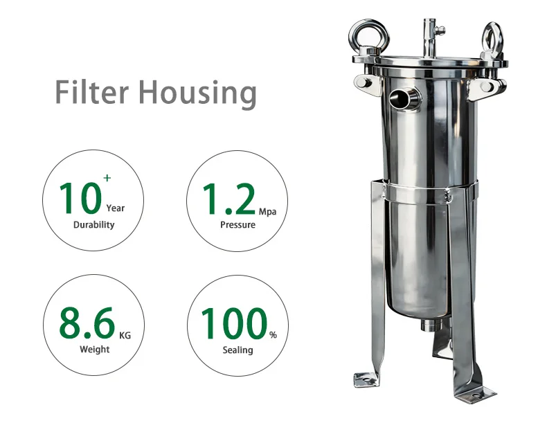 Stainless Steel Bag Filter Housing With Basket Support For Water Paint And Chemical Liquid