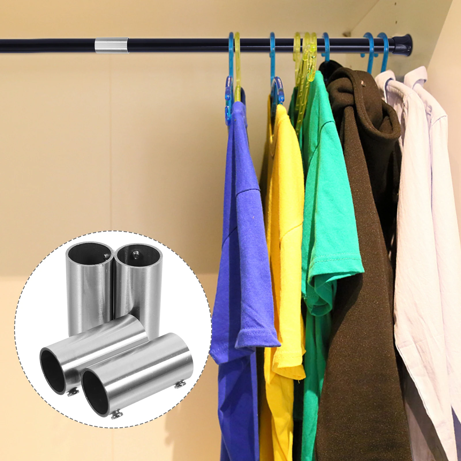 

4pcs Stainless Steel Straight Pipe Connectors Durable Tube Fittings Easy Installation Handrail Railing Connectors 2-Way Tube