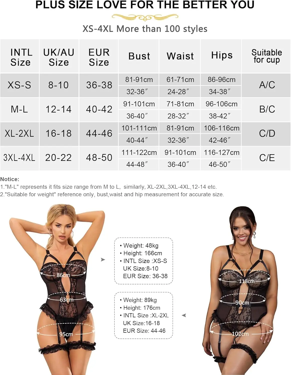 Sexy Lingerie 3pcs With Underwire Women Plus Size Lingerie Sets Sexy Mesh Lace Teddy Bodysuit with Garter Belt and Thigh Cuffs