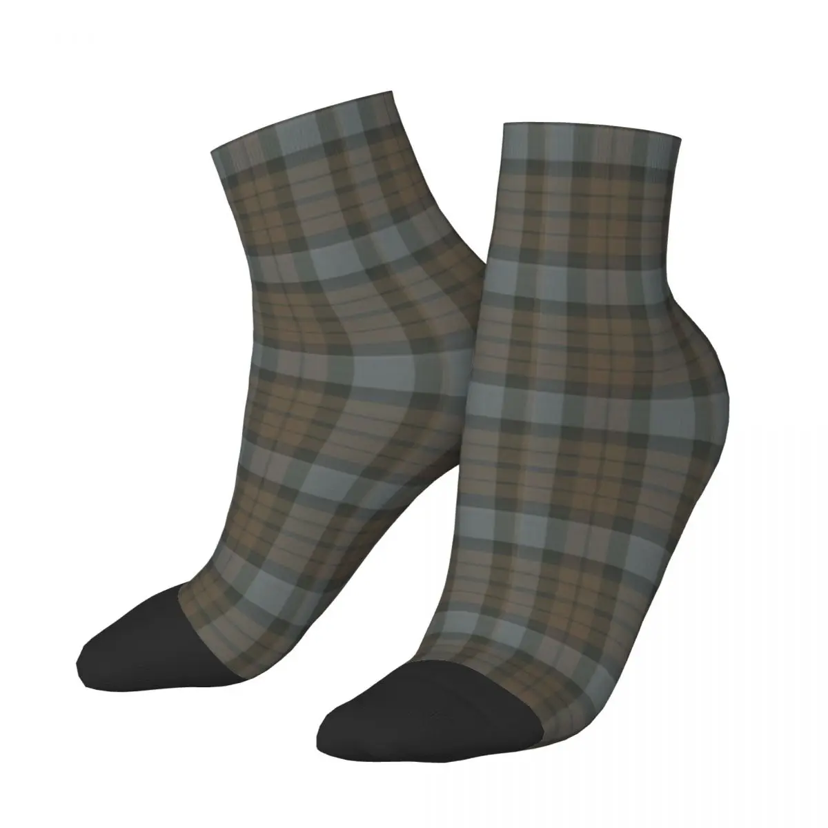 Fashion Brown Grey Plaid Tartan Textured Socks Men Women Warm 3D Print Classic Gingham Sports Basketball Socks