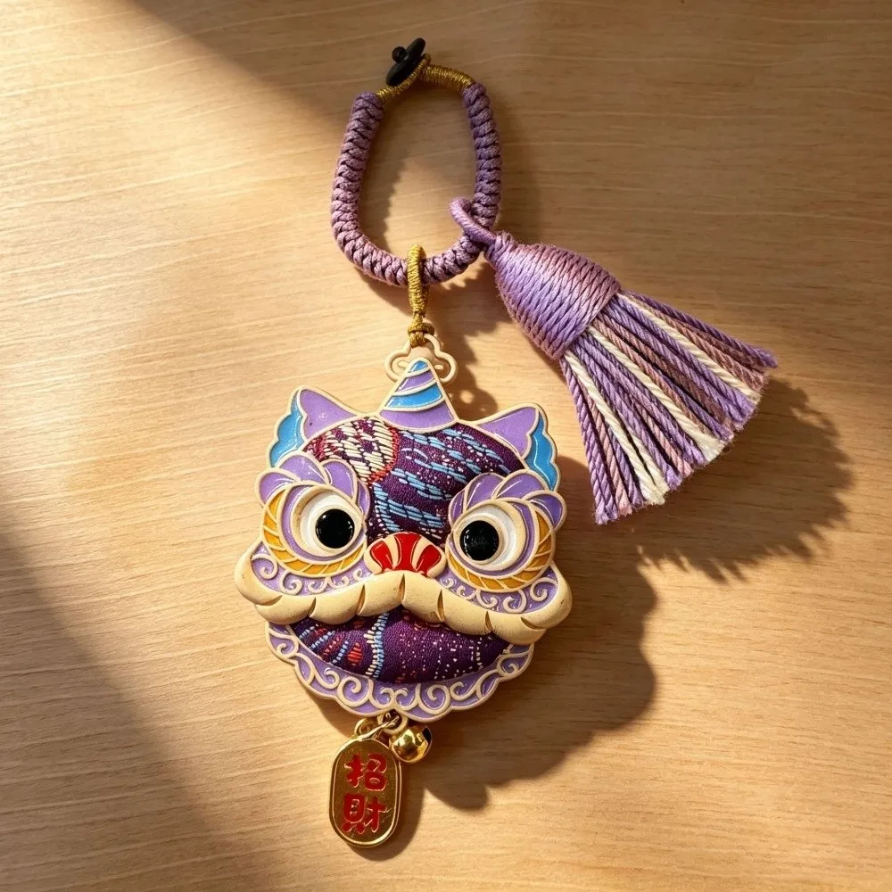 Alloy Tassel Brocade Lion Dance Pendant Cartoon Imitation Song Brocade Chinese Style Keyring Tassels Decoration