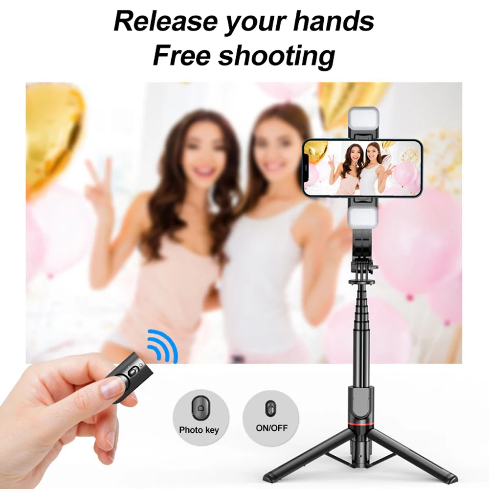 Upgraded Tripod Selfie Stick with 2 Fill Light 1130mm Phone Tripod with Remote Shutter for Android IOS Smartphone