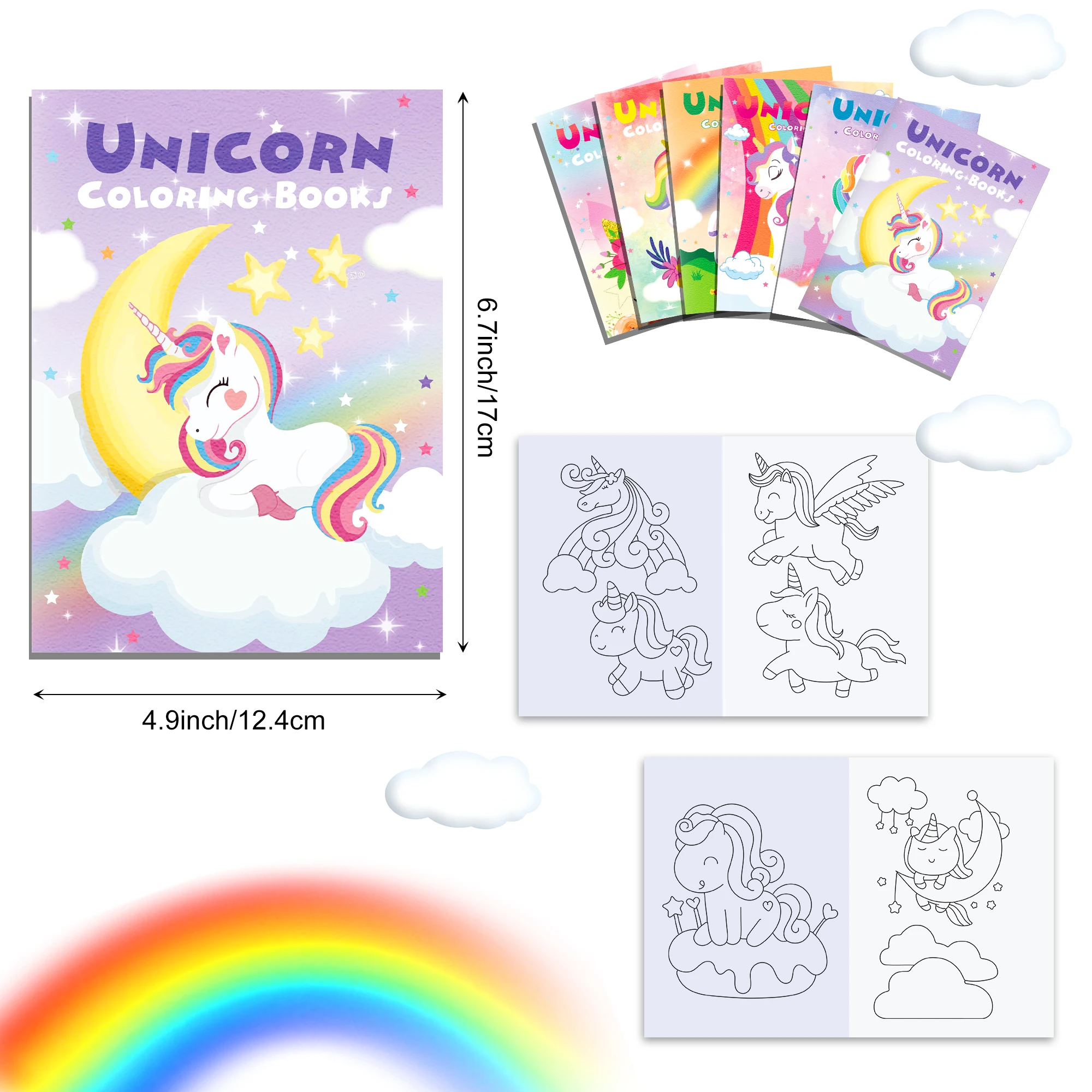 12 pièces dessin animé Animal licorne arc-en-ciel thème Graffiti dessin peinture livres bricolage coloriage livre d'images cadeaux de fête d'anniversaire