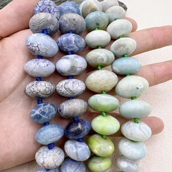 Graduated Blue Green Dragon Veins Agates Stone Rondelle Beads For DIY Choker Necklace Making MY230805