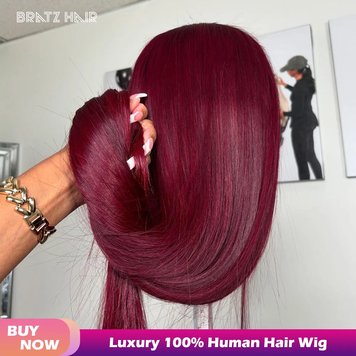 

Бургундские парики из натуральных волос 99j с кружевной передней частью 13x6, HD прозрачные, красные, винные, прямые, без клея, 5x5