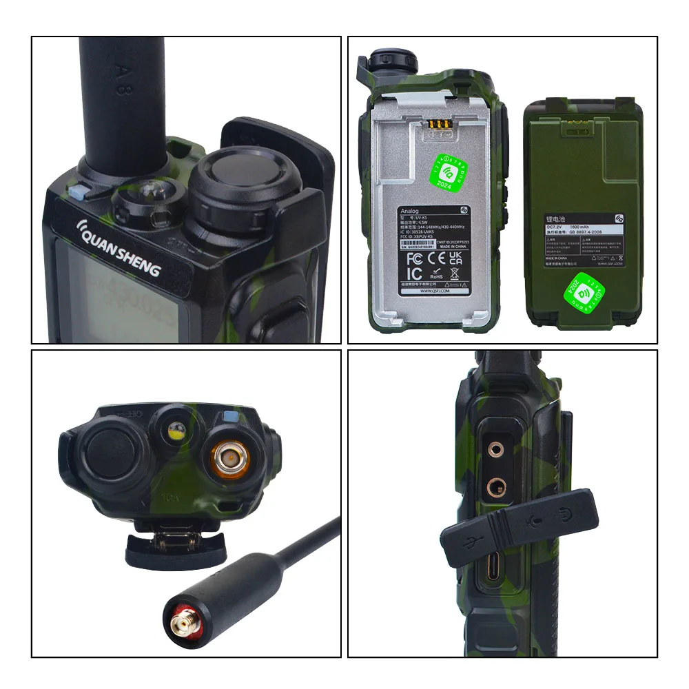 50-600MHz RX Quansheng UV-K5 Camouflage Walkie Talkie VHF UHF TX DTMF VOX FM Air Band Fast Copy One Channel Scramble NoAA Radio