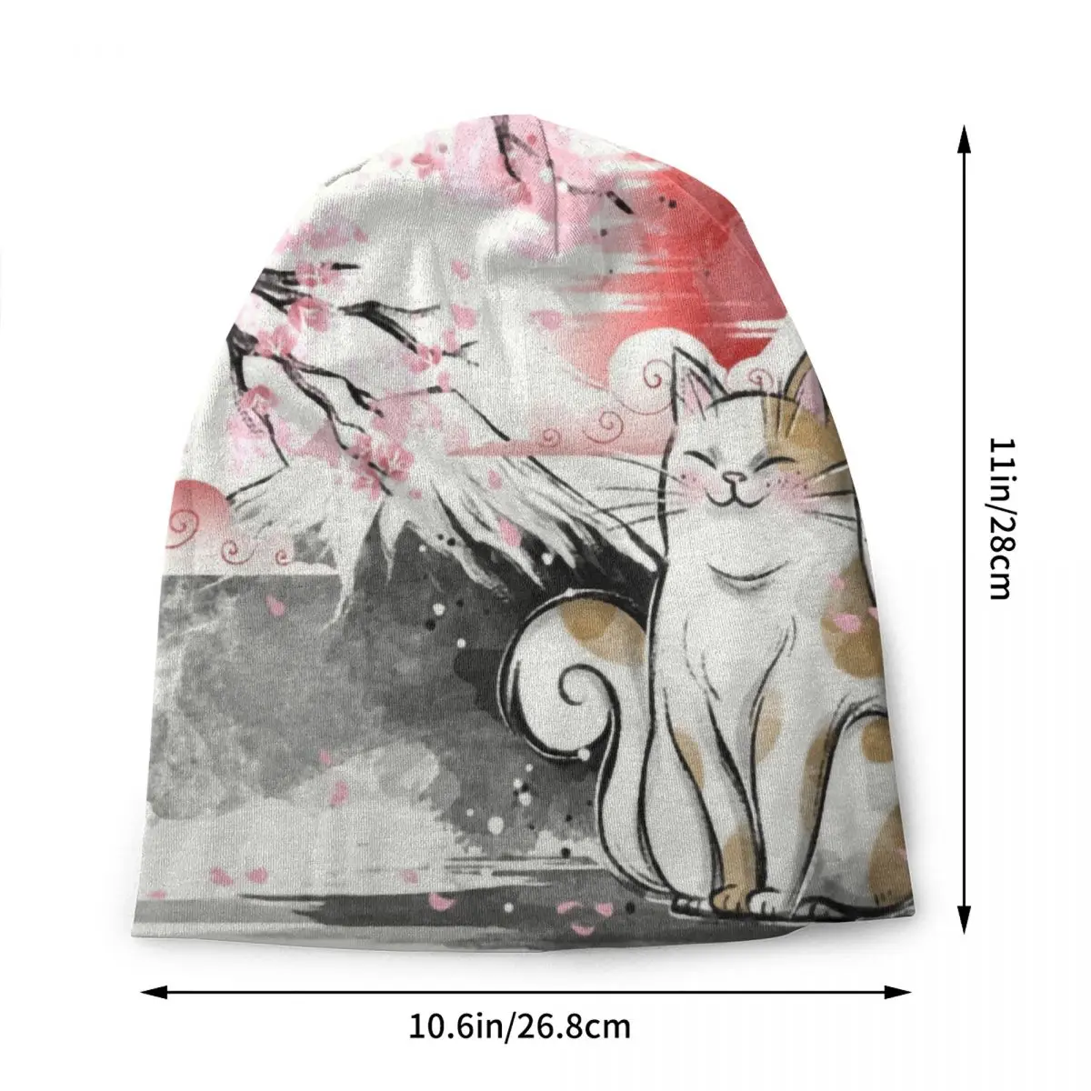 Sakura Cat Skullies Beanies Caps Men Women Unisex Cool Winter Warm Knitting Hat Adult Cherry Blossom Bonnet Hats