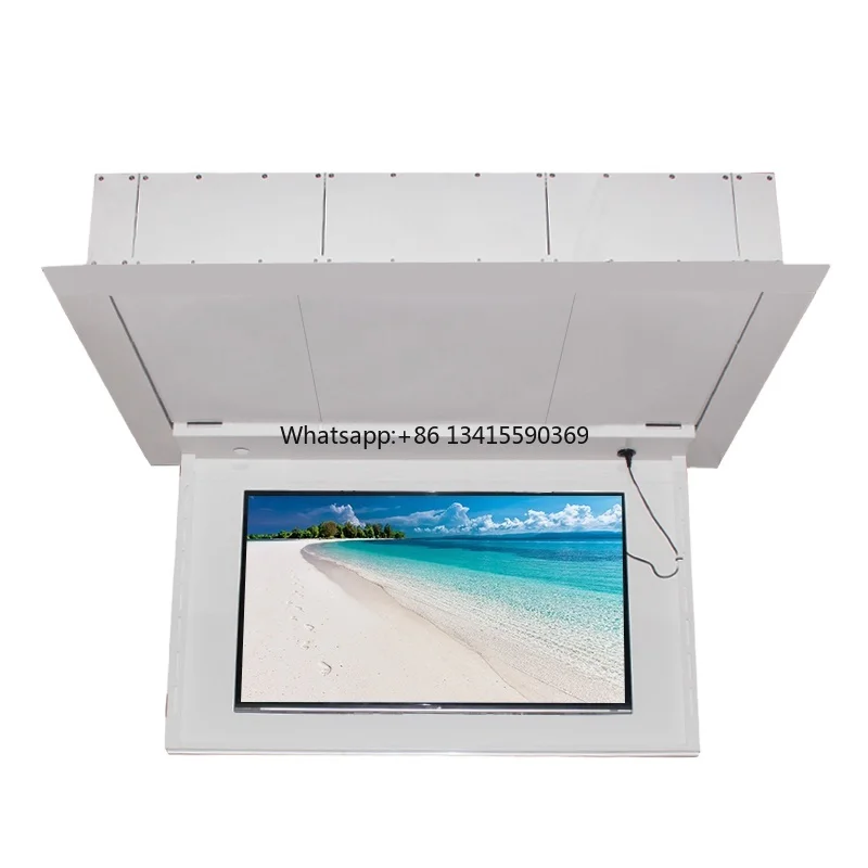 65-Inch Motorized TV Mount Stand Adjustable Ceiling TV Bracket with Drop-Down Lift Audiovisual Equipment Cart