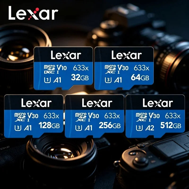 Lexar High Speed TF Micro SD Card 633x V30 U3 A1 A2 Memory Storage Card for Dash Cam Surveillance Action Camera