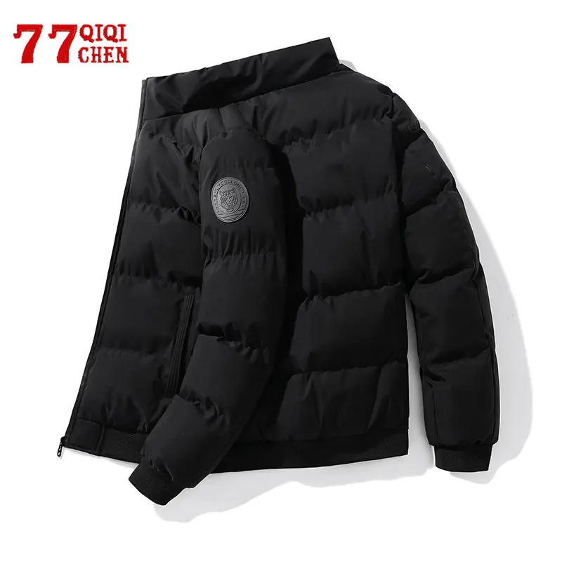 

Plus Size 5XL Winter Parka Jackets Men Cotton Solid Color Armband Windbreaker Fashion Causal Warm Thick Jacket Male Chaquetas