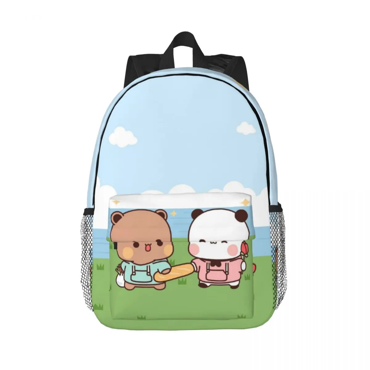 Panda Bear Hug Bubu Dudu Student School Bookbag Canvas Daypack Elementary High College Travel Bags 15in