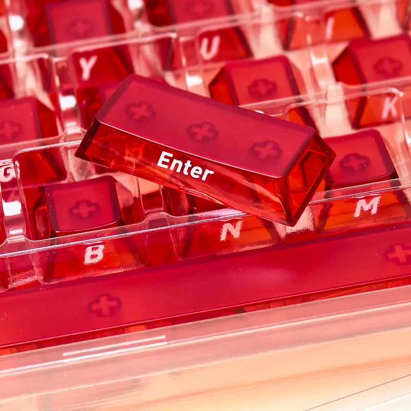 KUXM أغطية المفاتيح متجمد شفاف أحمر المصنع الأصلي الجانب محفورة 119-مفتاح الكمبيوتر شبه شفافة لتقوم بها بنفسك لوحة المفاتيح دون موقف العظام #3