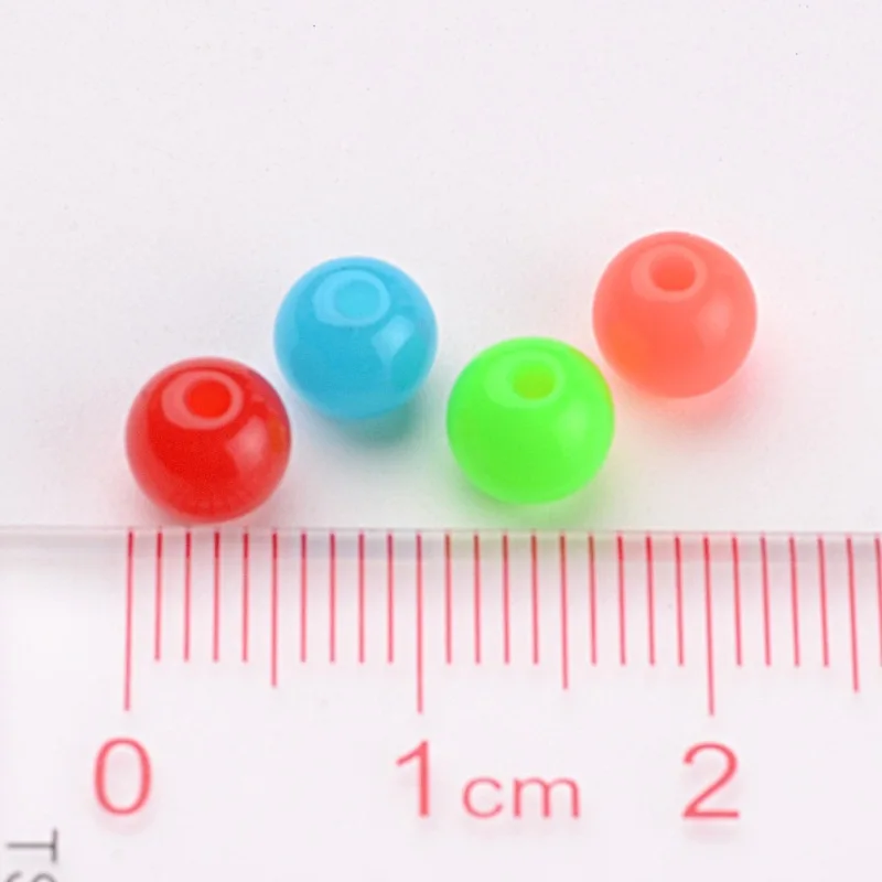 200pcs Fluorescent Acrylic Beads  Round  Mixed Color  6mm  Hole: 1.5mm