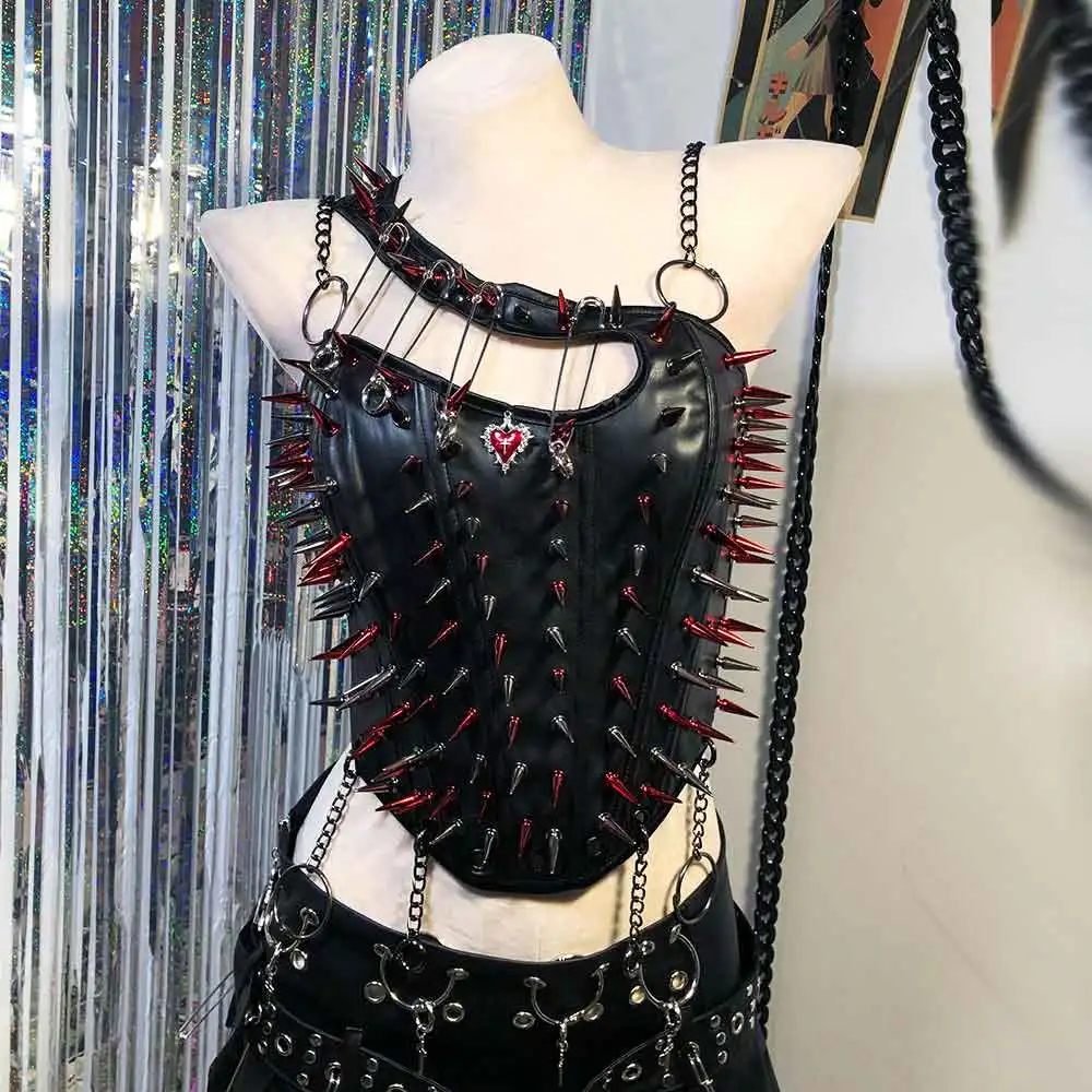 Carro armato eco cyber gotico fai da te Kawaii E-Girls Grunge Y2K Halter Canotta TOP Digital Punk Rock Harajuku anni '90 fatto a mano Emo Goth Teen