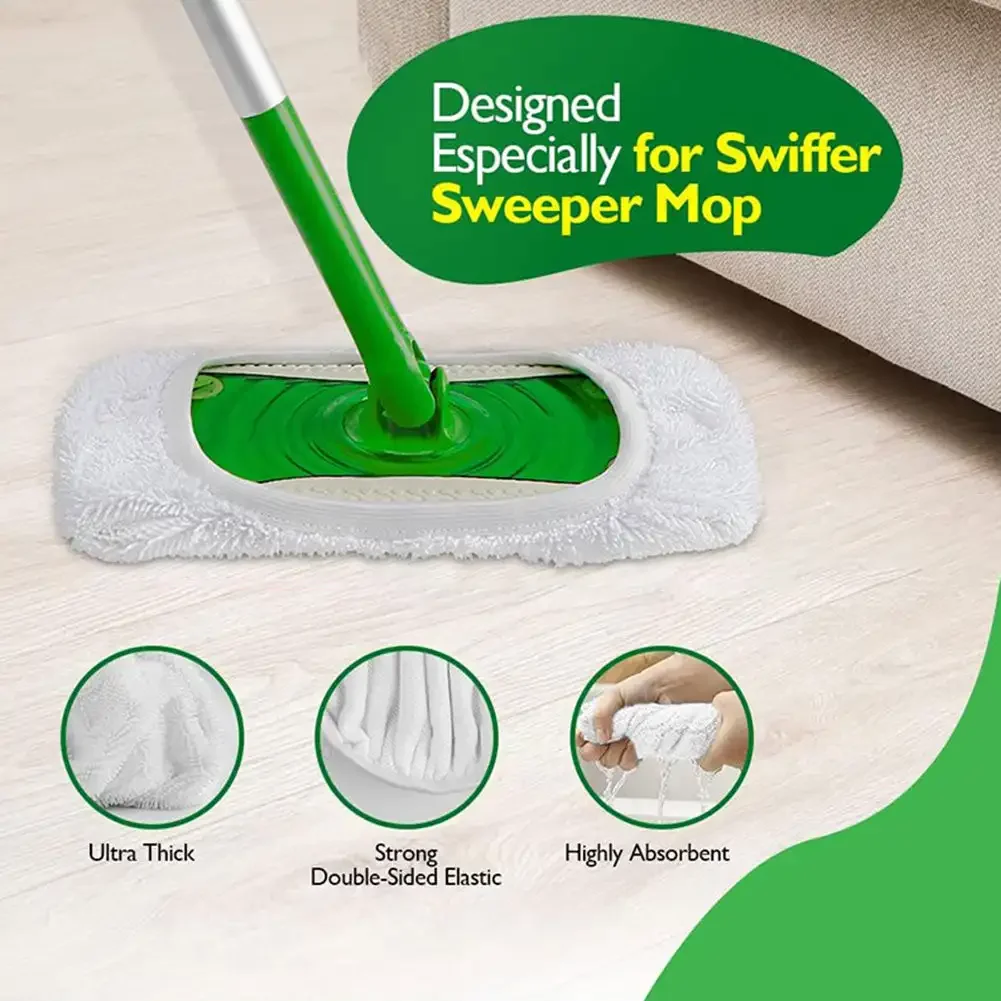 Useful Microfiber Mop Pads Compatible for Swiffer Sweeper Mop Dry Sweeping Cloth Washable Wet Mopping Cloth for Floor Cleaning