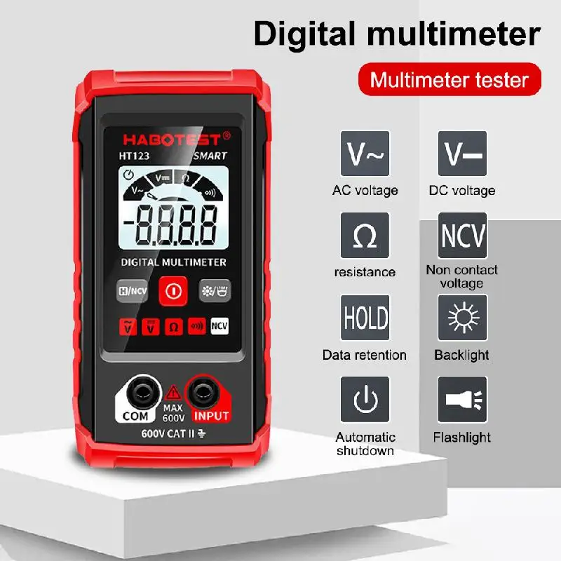 HT123 Digital Multimeter - Electric Tester Voltmeter Multimeter - Automatic Ranging Voltmeter Non-contact Voltage Tester