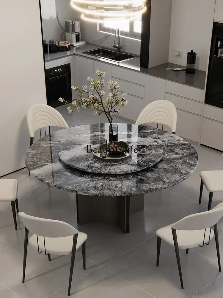 طاولة طعام رخامية بديلة مسطحة فاخرة من الحجر البلغاري كونترتوب مستدير خفيف فاخر للمنزل الفاخر على الطراز الإيطالي