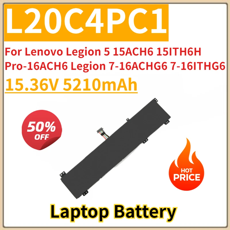 

New Replacement Laptop Battery 15.36V 5210mAh L20C4PC1 for Lenovo Legion 5 15ACH6 15ITH6H Pro-16ACH6 Legion 7-16ACHG6 7-16ITHG6