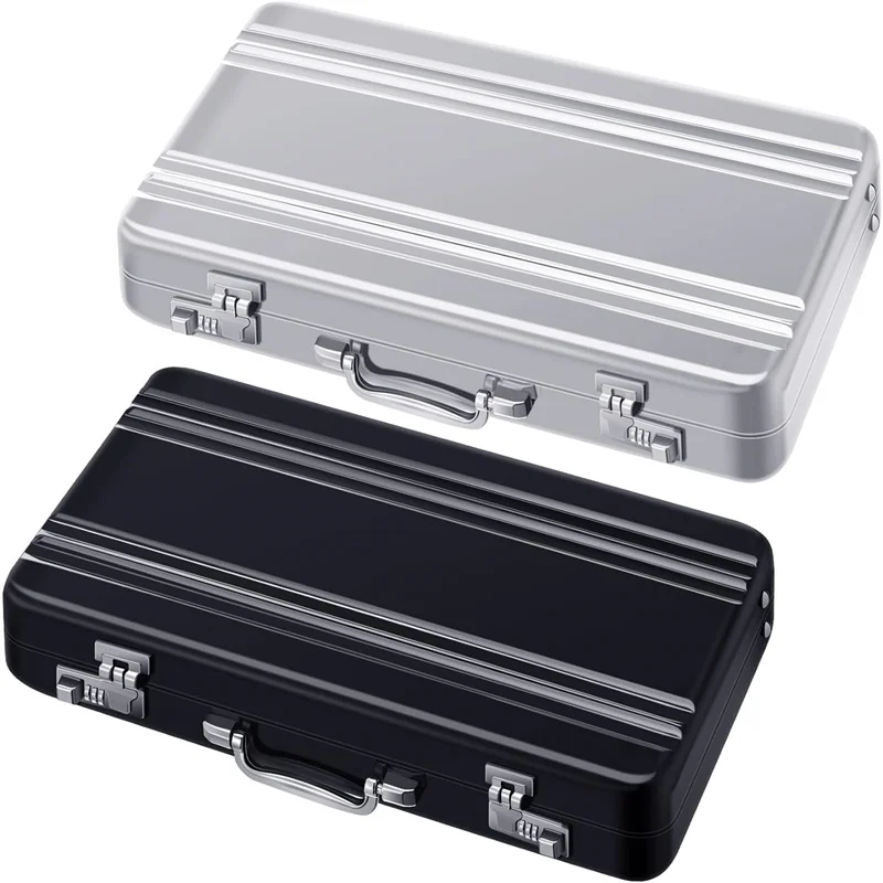 New Business ID Credit Card Holder Travel Suitcase Organizer Wallet Pocket Case Aluminum Metal Box