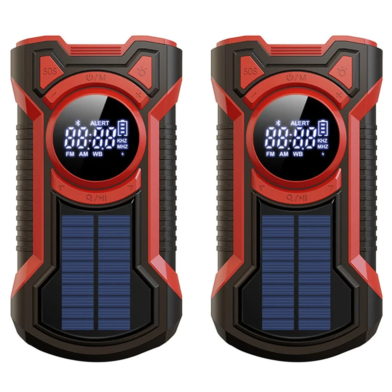 

A37T-2X Hand Crank Solar Radio Portable AM/FM/NOAA Weather Radio With LED Flashlight Bluetooth 5.0 Speaker Emergency Radio-A