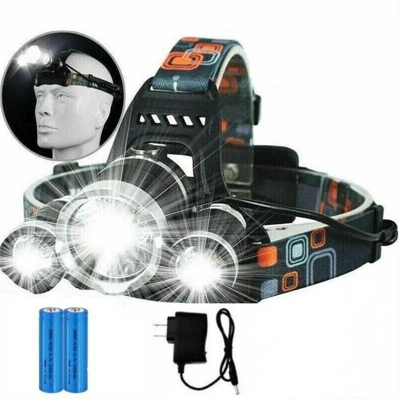 3LED T6 Strong Light Headlight Fixed Focus Headlamp Portable Work Light Outdoor Night Fishing Hunting Hiking Camping Flashlight