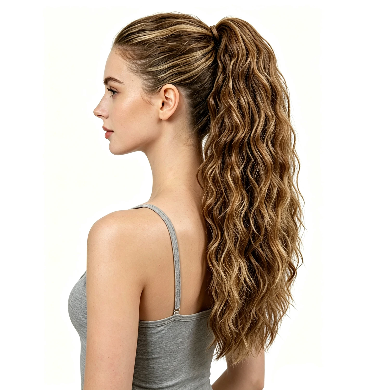 Claw Clip Ponytail Extension Short Curly Wavy Synthetic Ponytail Hair Extensions for Women Daily Use