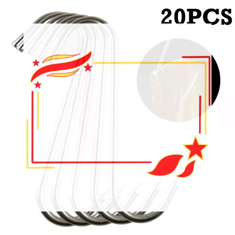 20Pcs Heavy-duty S-shaped Hook - A Curved Butcher Hook With A Tip, Used For Hanging Meat And Sausages