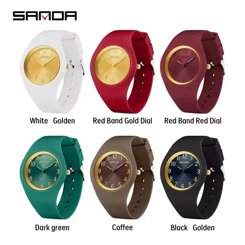SANDA 6186 Simple Daily Student Quartz Watch Outdoor Sports Waterproof Silicone Strap Casual Simple Boys and Girls Clock Gifts