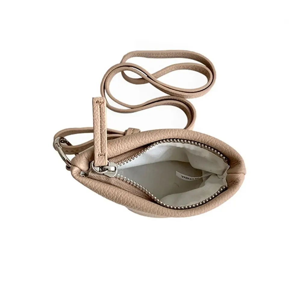 PU Leather Hanging Neck Coin Purse Makeup Storage Lipstick Earphone Pouch Mini Storage Bag Korean Style Solid Color