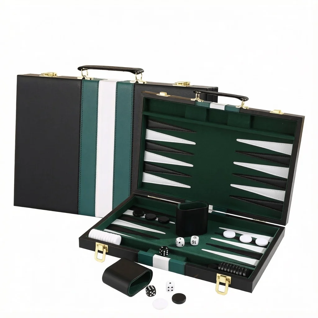 11inch Master Design Travel Chess And Backgammon Set Acrylic Pieces Leather Case Mini Portable Gaming Board For Adults 25X19X6cm
