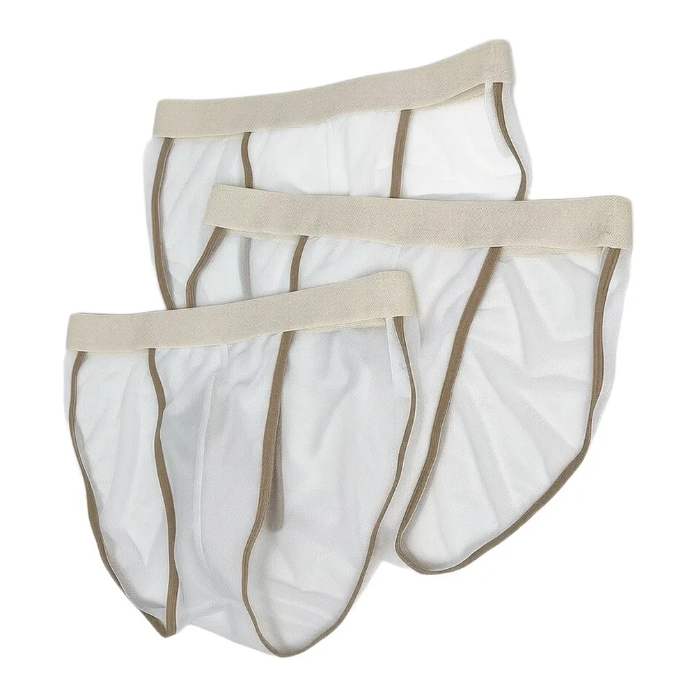 Men's Lightweight Sexy See Through Mesh Underwear Soft Comfortable U Pouch High Fork Briefs Quick Drying Summer Panties