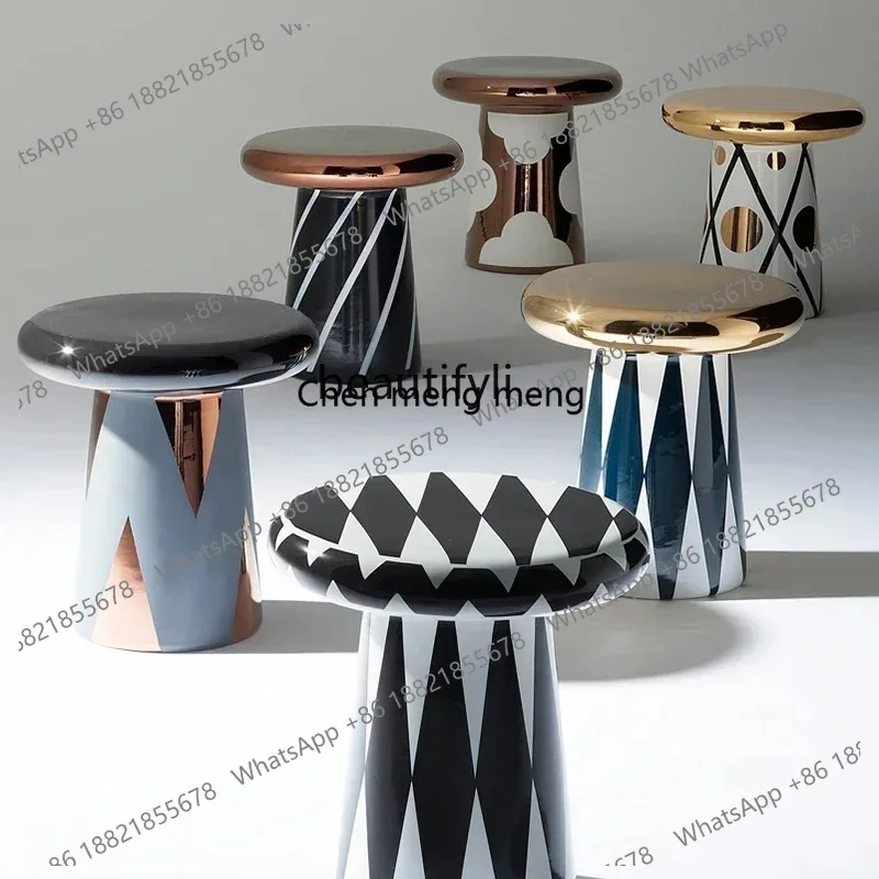 lhy 26 new zqNordic Mushroom Side Table Fashion Creative Simple Side Table Hong Kong Style Light Luxury round Tea Tabless 26