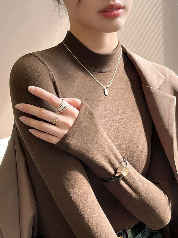 Cseta Interior de Manga Larga Ajustada para Mujer, Primavera, Otoño, Invierno, Ropa Interior y Exterior, Cómoda, Transpira...